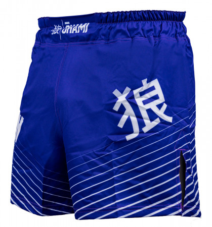 OKAMI Fight Shorts Big Kanji blue